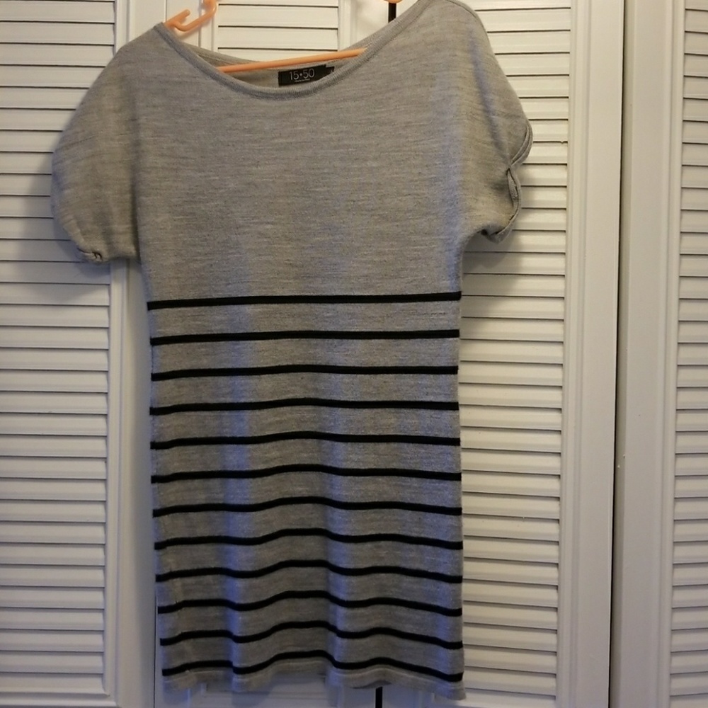 Grey winter dress stripped Small